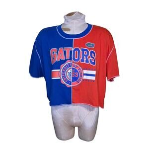 ZooZatz Royal/Orange Florida Gators Colorblock Cropped women T-Shirt XL Football